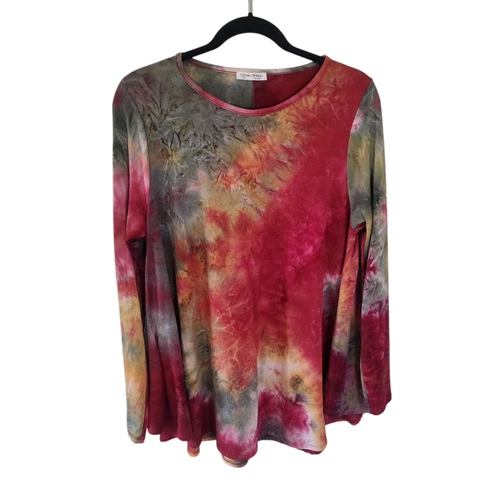 Carole Christian Colorful red, green, and gold Tie-Dye Women's Top.